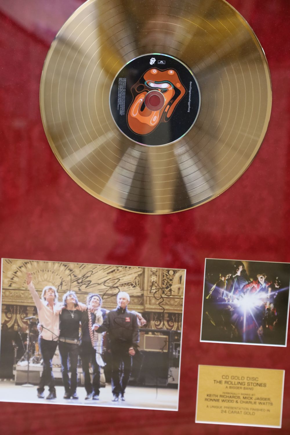 The Rolling Stones, A Bigger Bang, signed gold disc and CD